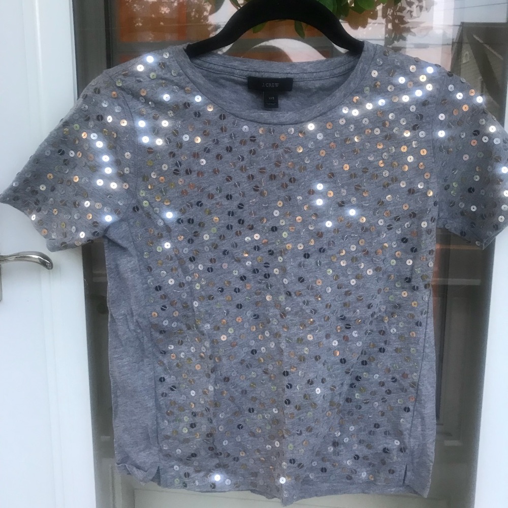 J Crew silver and gold sequin tee
